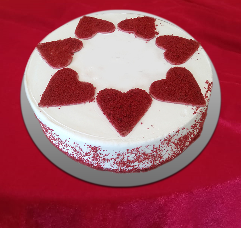 Red Velvet Cake in Heart shape rounded