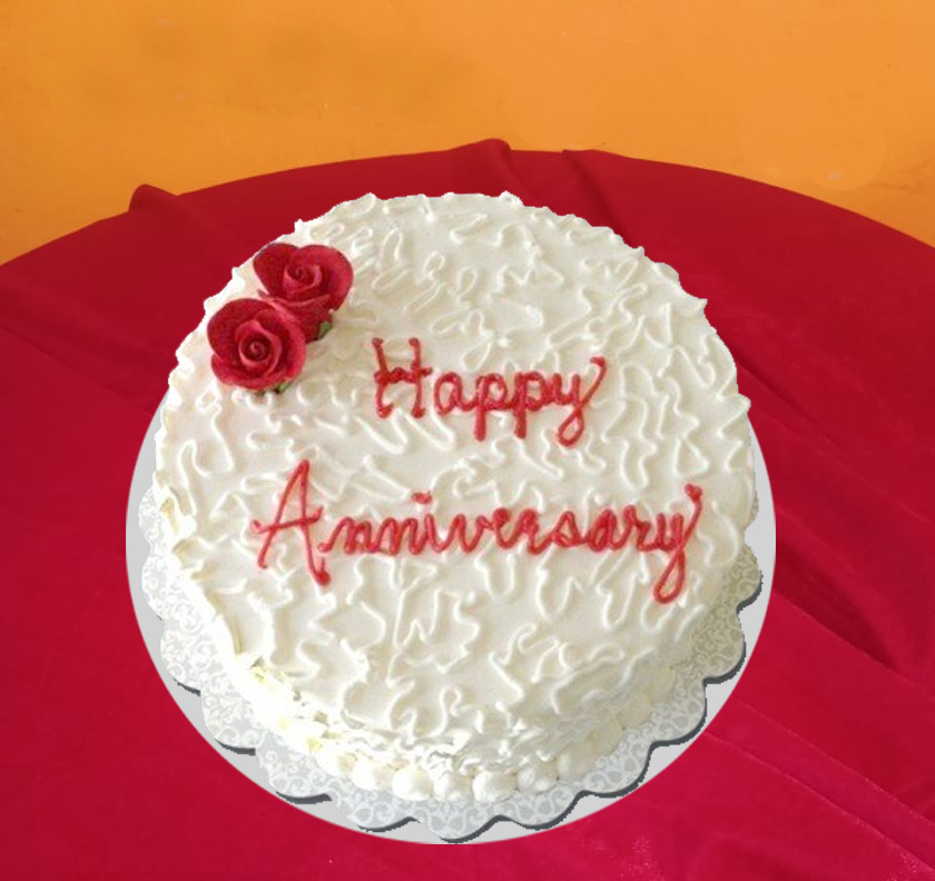 Wedding Anniversary Cake in White Forest