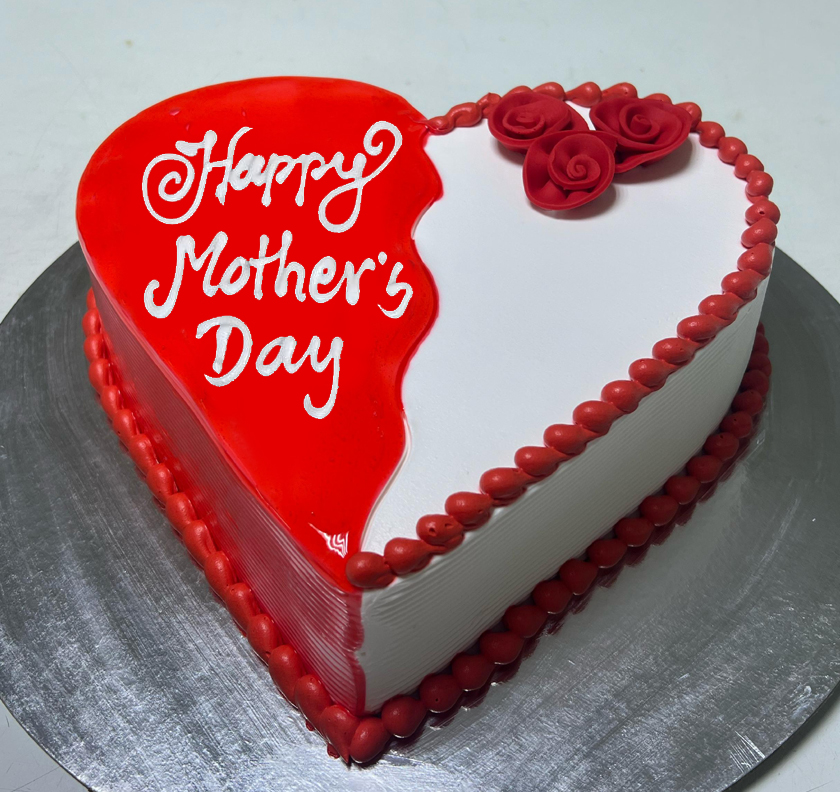 Mothers Day Heart Shape Strawberry cake