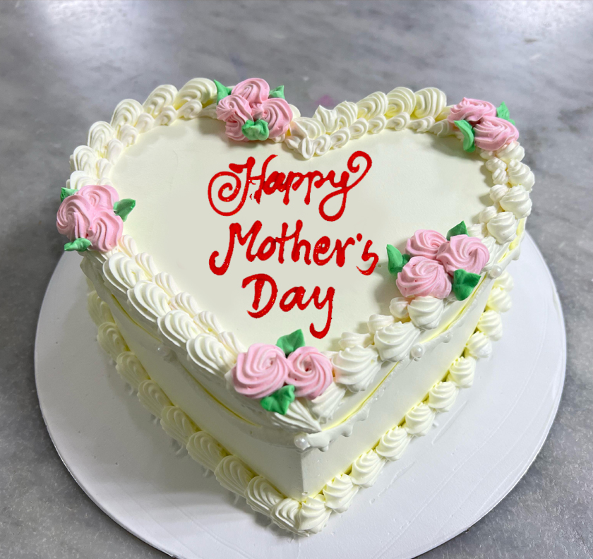 Butterscotch Cake in Heart shape for Mothers Day